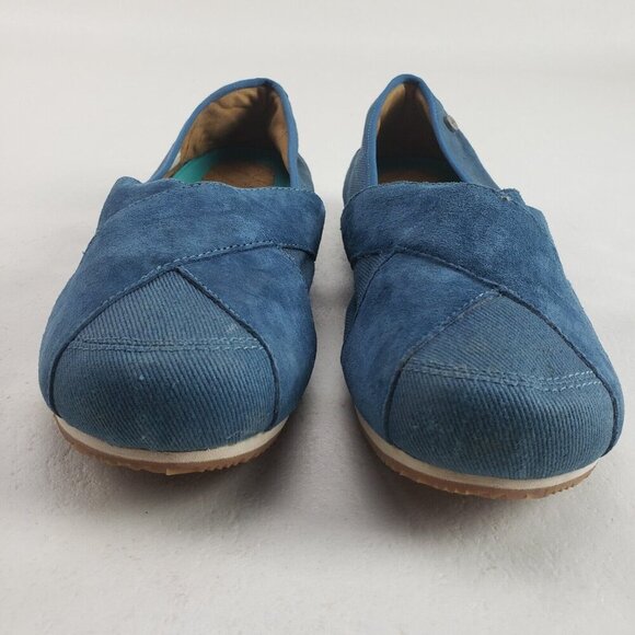 Mozo Sport Suede Canvas Flat Womens 10.5 Blue Slip On Comfort Non Slip Shoe - Picture 3 of 11